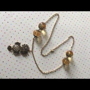 Gold toned owl costume fashion necklace jewelry